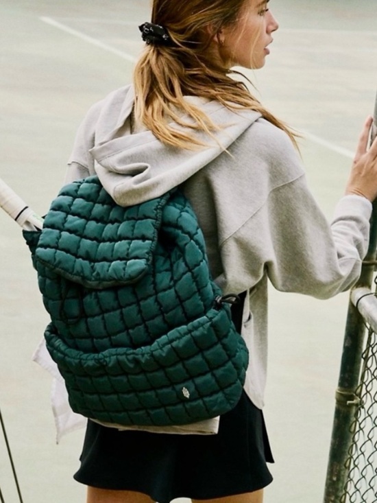 Free People Quilted Teal Green Hiker Backpack NWT main image 9